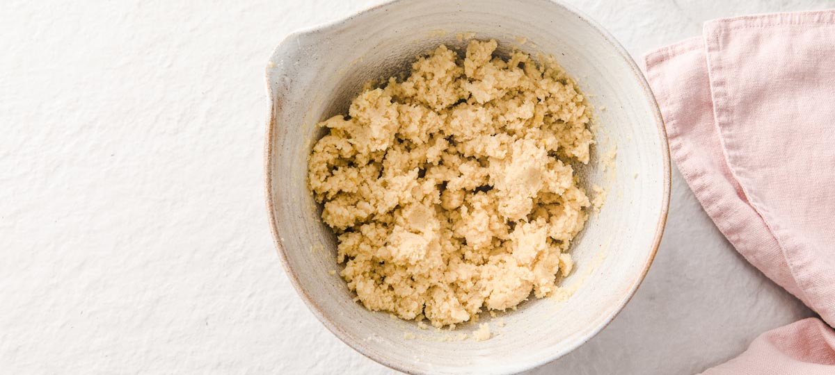 crumbly dough for scones in a bowl