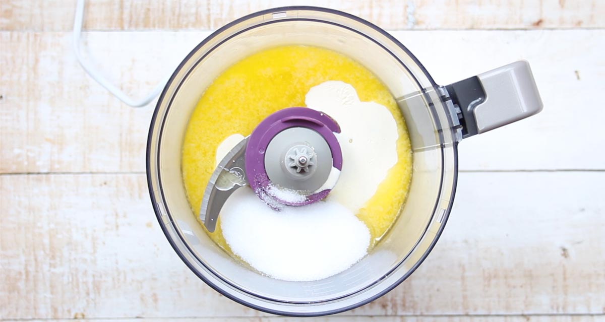 melted butter and cream in a food processor