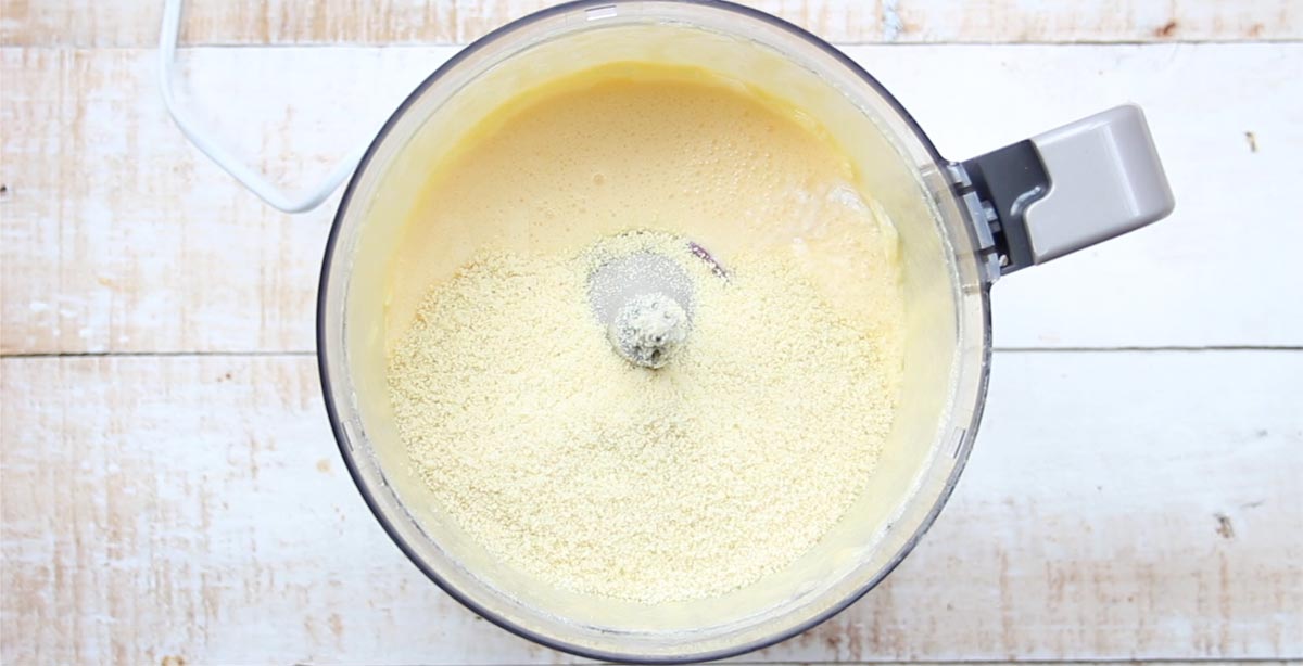 almond flour dough in a food processor bowl