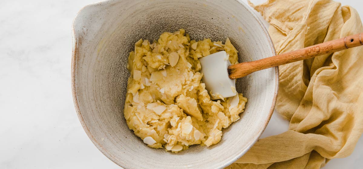 cookies dough in a bowl with a spatula