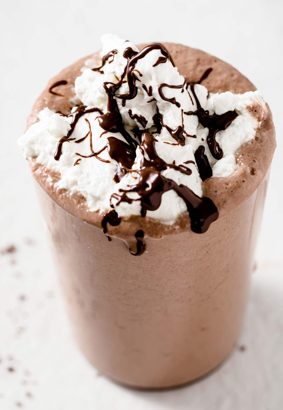 a chocolate flavoured keto milkshake in a glass