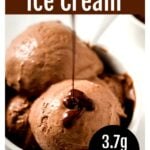 scoops of low carb chocolate ice cream in a bowl