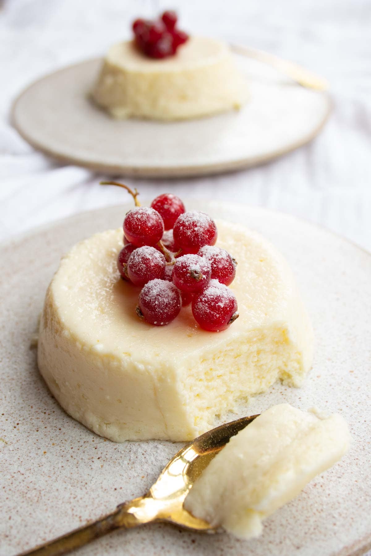 A mug cheesecake on a plate 