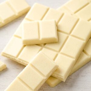 stacked squares of sugar free white chocolate