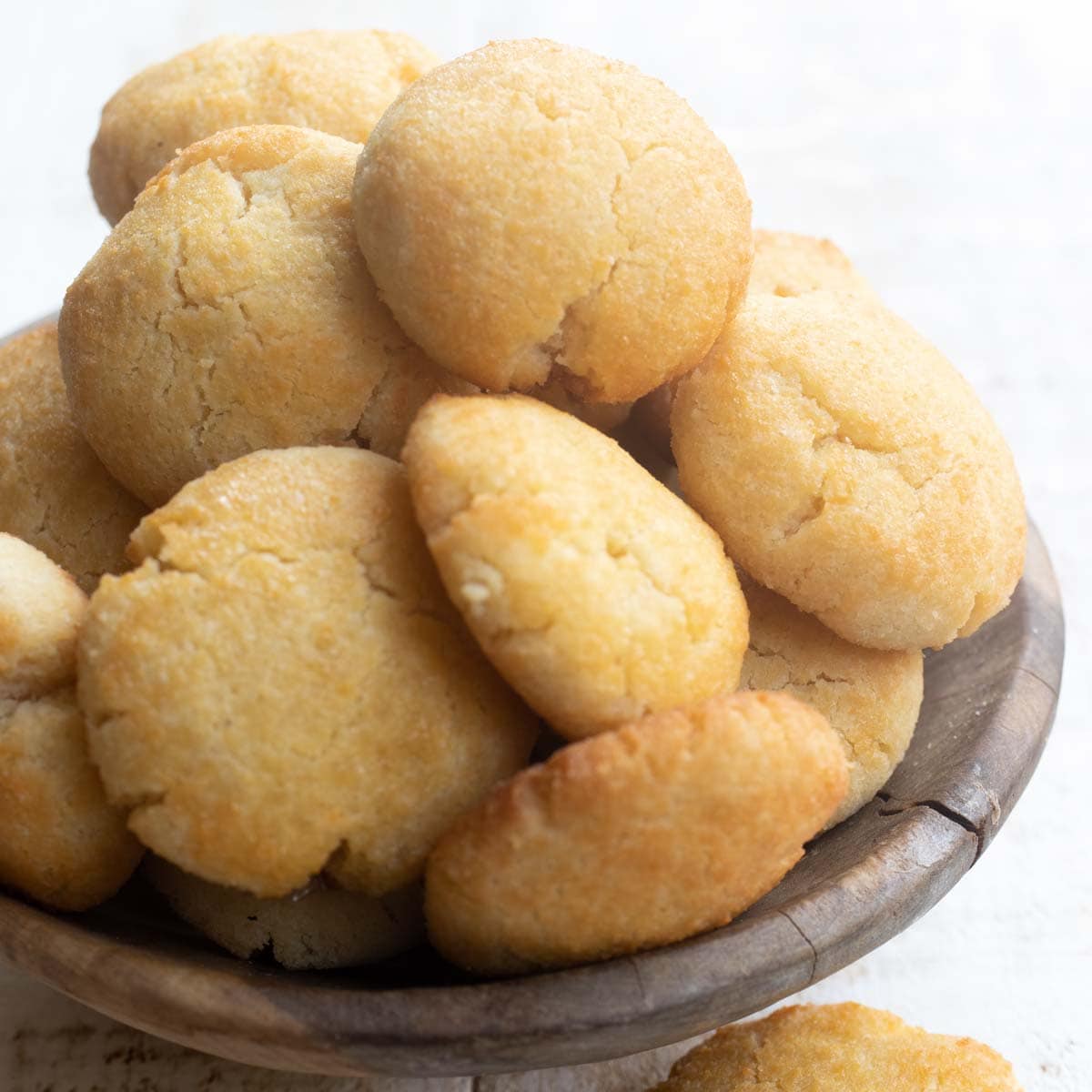 keto coconut flour cookies in a wooden bowl