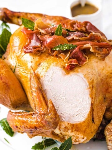 A keto turkey topped with parma ham