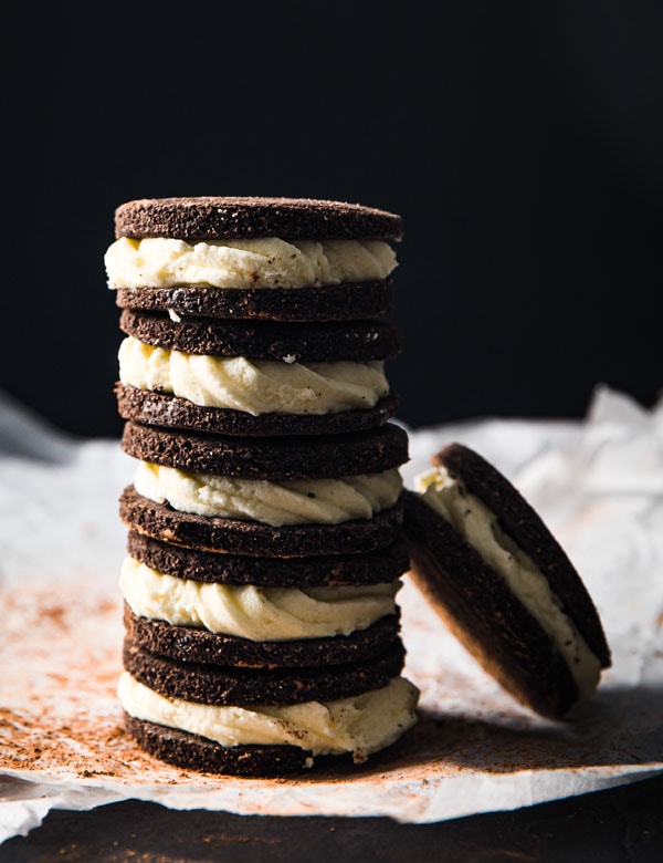 a stack of keto oreo cookies
