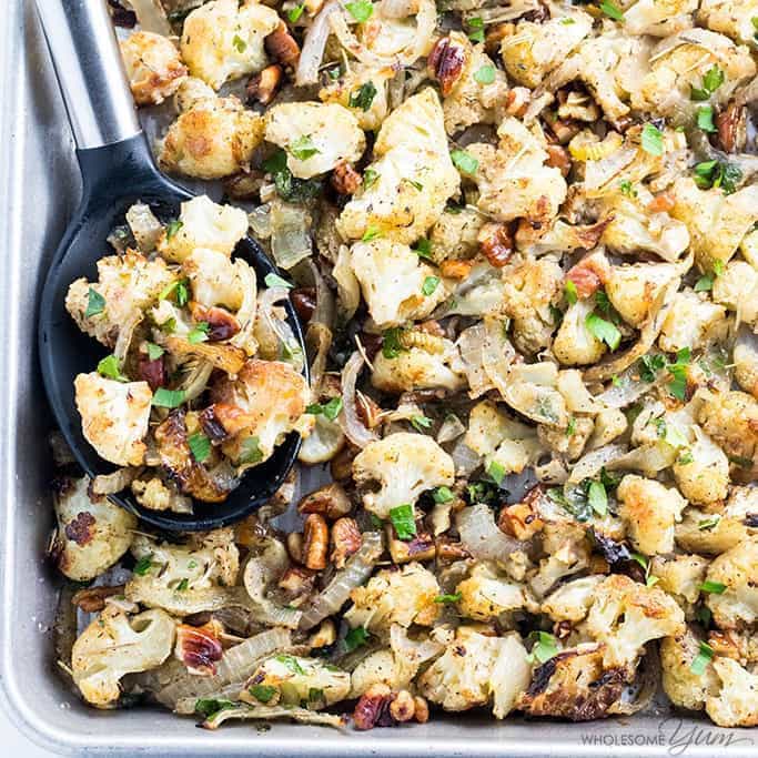 low carb cauliflower stuffing by Wholesome Yum