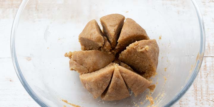 a dough ball cut into 8 slices