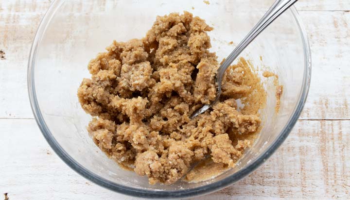 cookie dough in a bowl with a fork