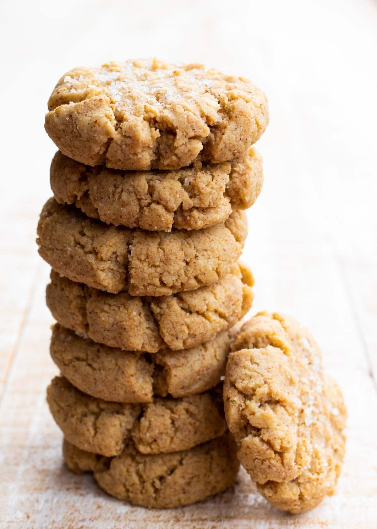 a stack of almond flour peanut butter cookies