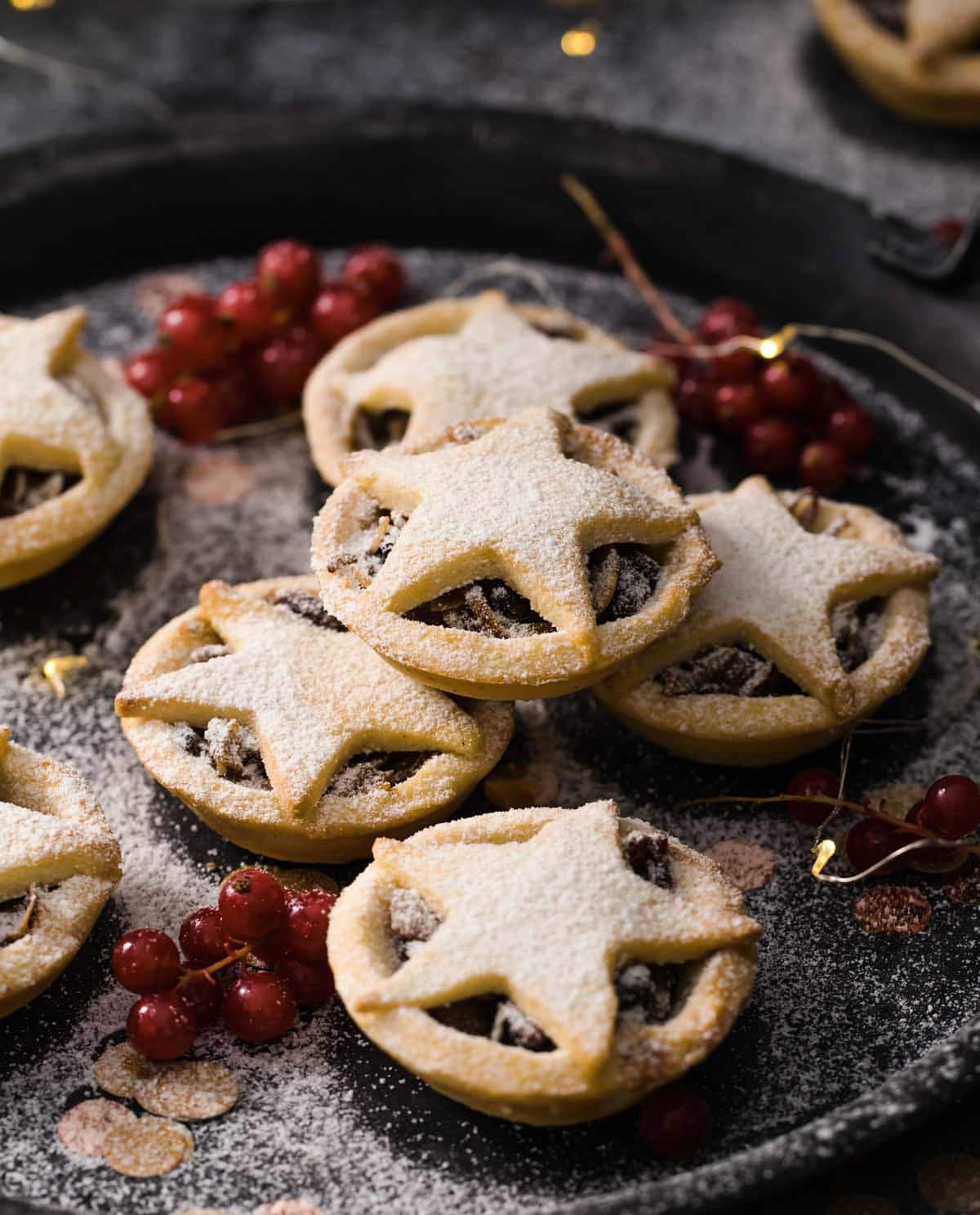 Mince pies on a tray.