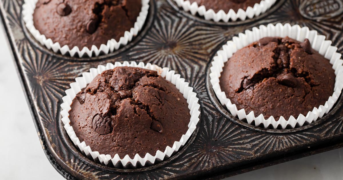 low carb chocolate chip muffins in a muffin pan