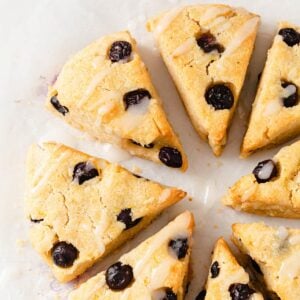 keto blueberry scones with lemon icing