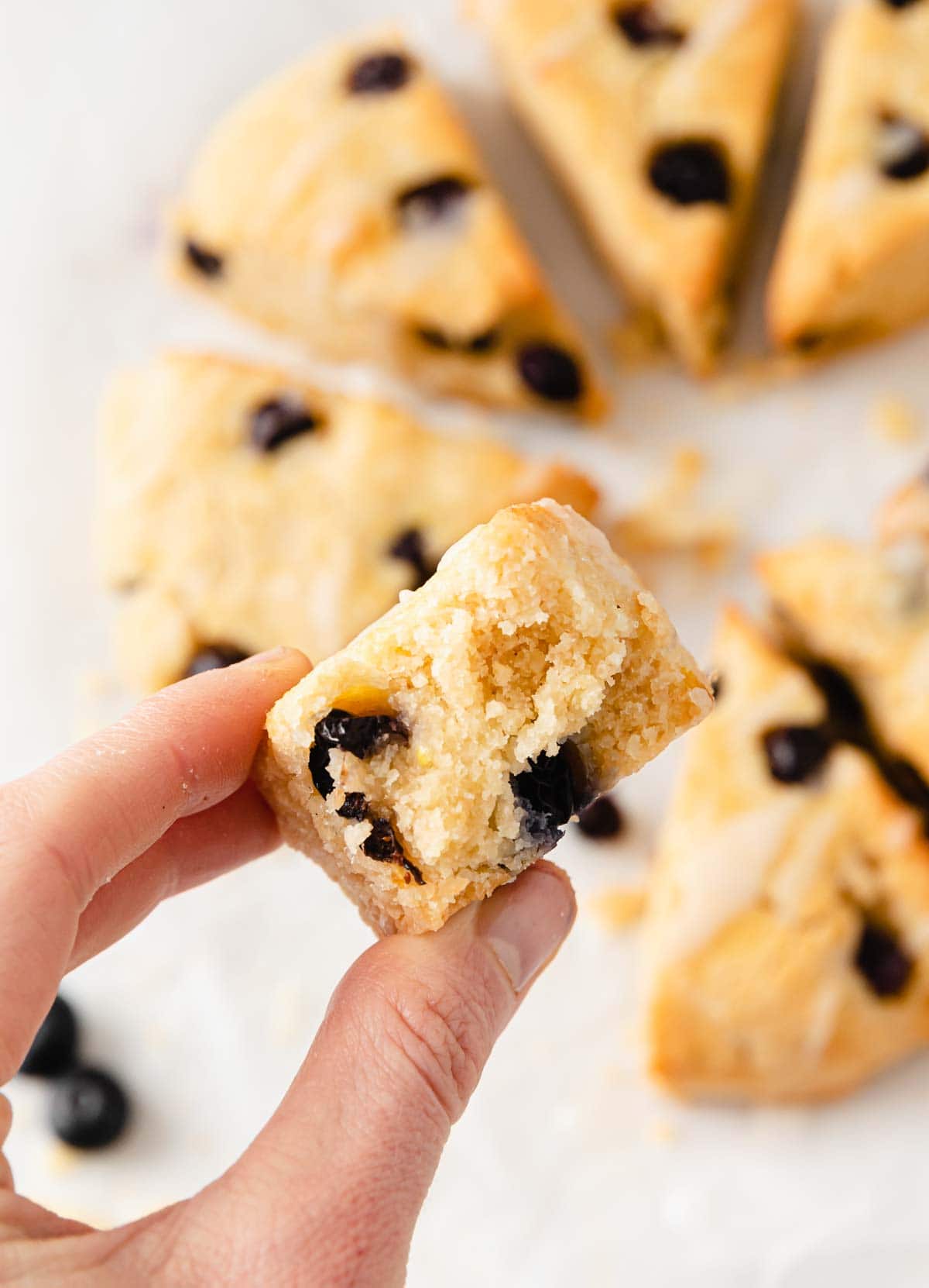 hand holding a scone showing the inside