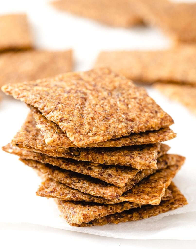 stack of flax crackers