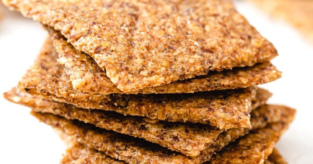 stack of flaxseed crackers