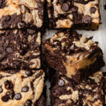 peanut butter brownies slice into squares