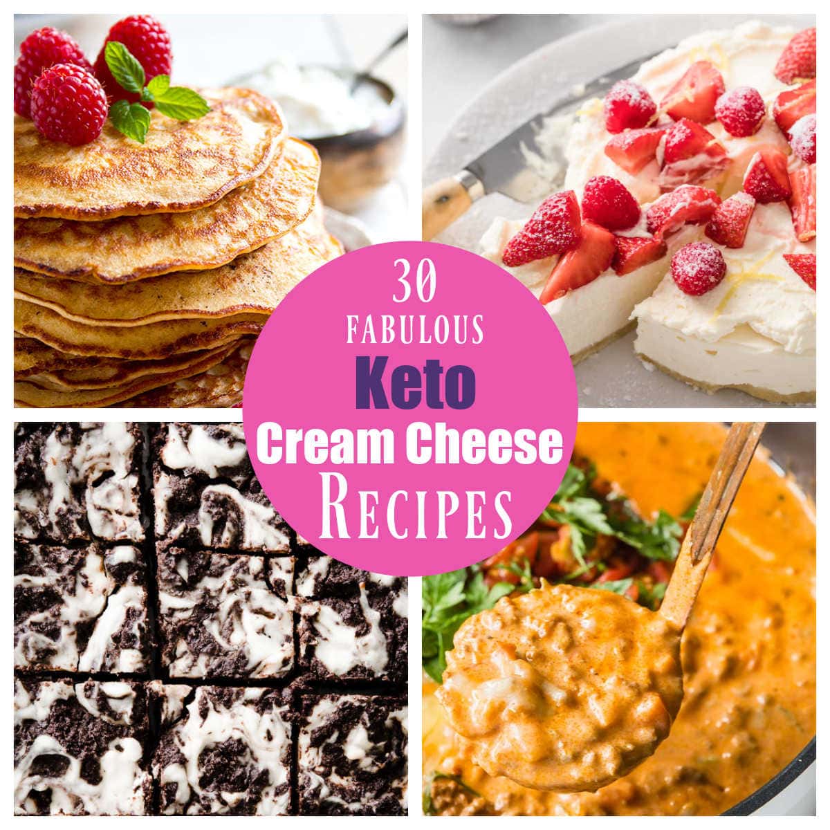 collage with 4 keto cream cheese recipes 