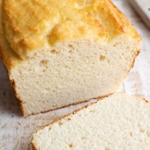coconut flour bread loaf and a slice of bread