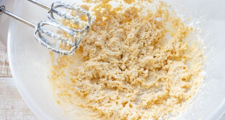 batter in a mixing bowl before folding in egg whites