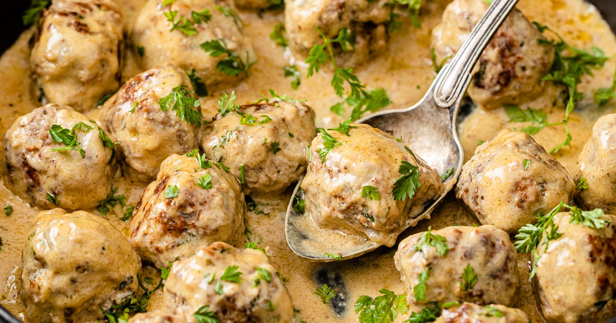 Keto Low-Carb Gluten-Free Swedish Meatballs Recipe