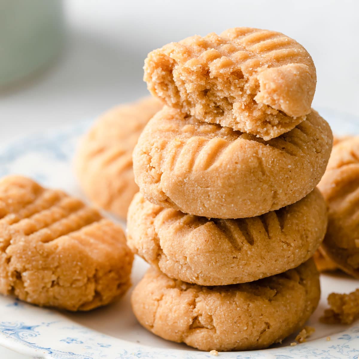 a stack of coconut flour peanut butter cookies