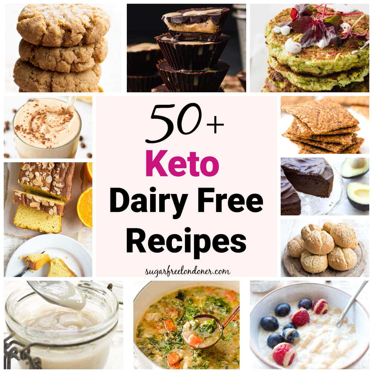 a collage of keto dairy free recipes 