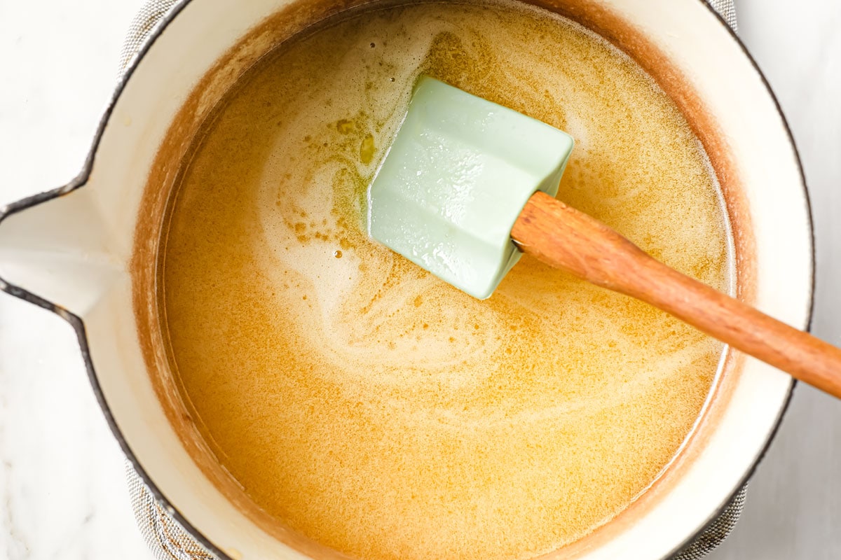 melting butter and sweetener in a saucepan