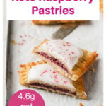pinterest pin of a sliced pop tart with raspberry filling