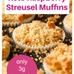 raspberry streusel muffins in a pan