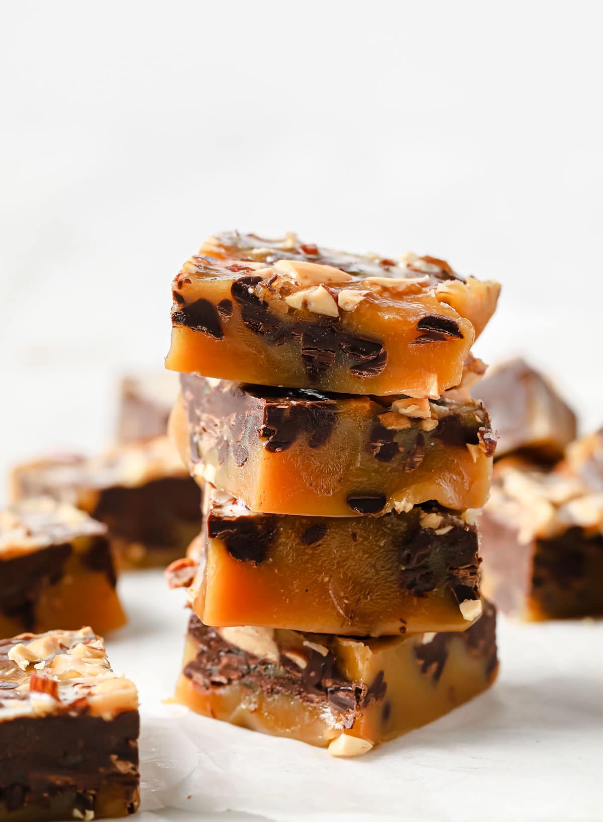 a stack of keto toffee