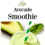 image collage of an avocado smoothie and the ingredients in a blender