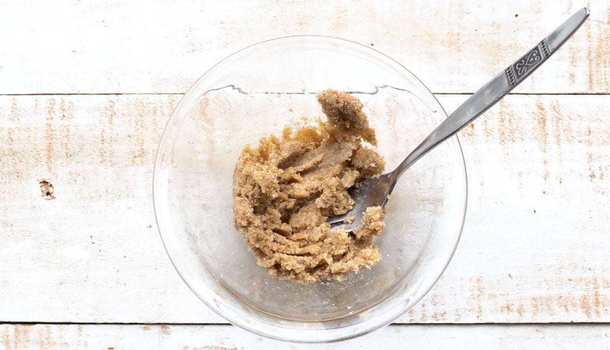 cookie dough in a bowl and a fork