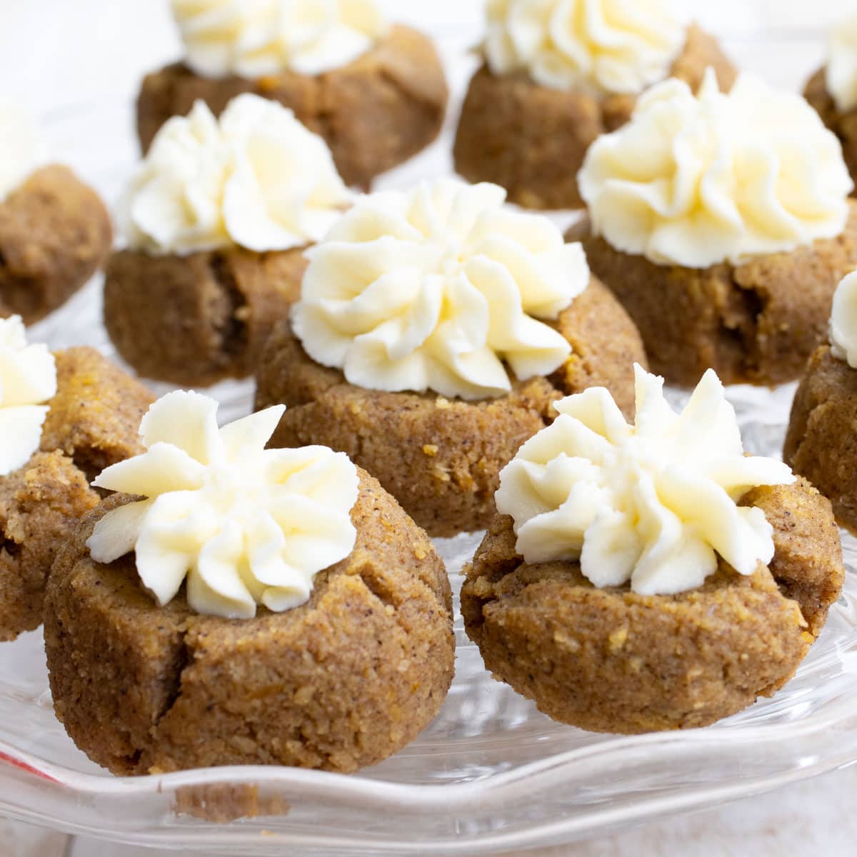 moise Keto Pumpkin Cookies with piped cream cheese frosting