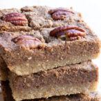 a stack of Keto Pecan Pie bars