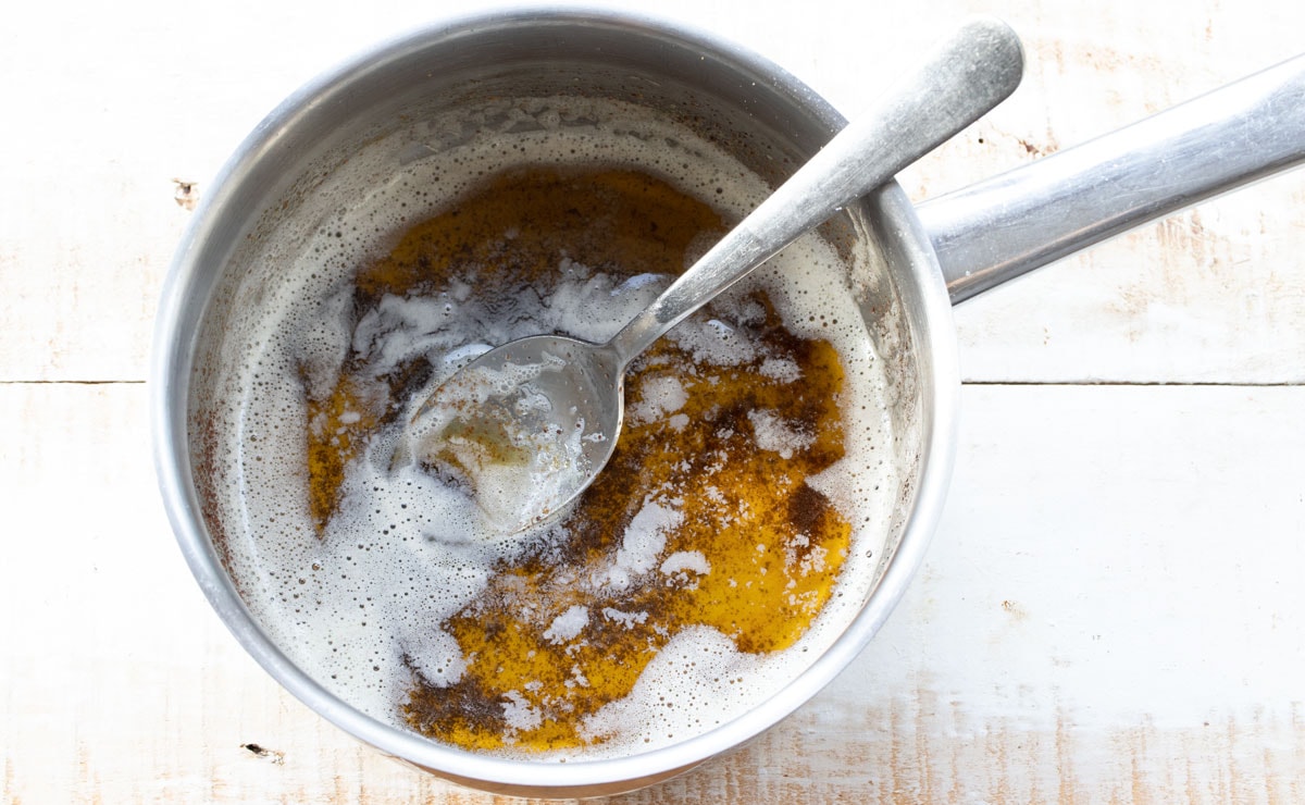 browned butter in a saucepan
