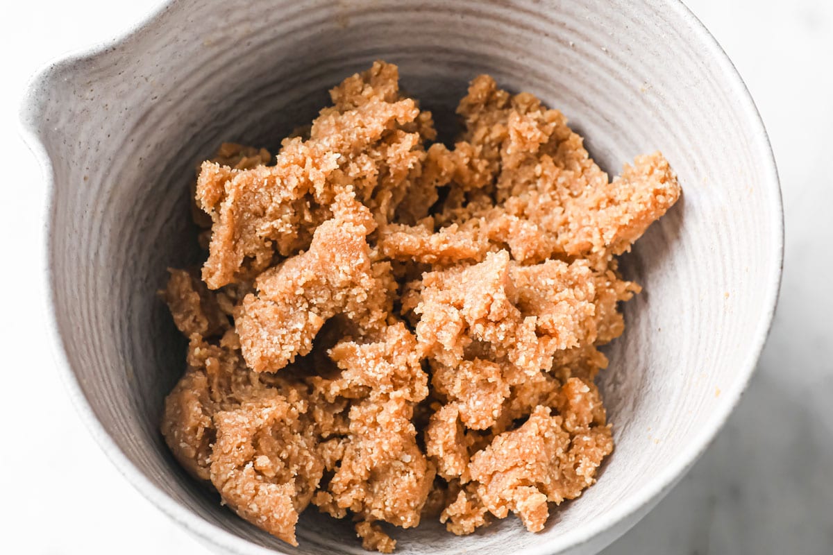 dough for the crust and streusel in a bowl