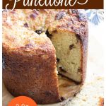 a pinterest pin collage showing a chocolate chip panettone