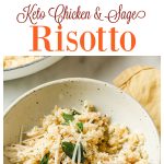 a pinterest collage with two images of keto risotto