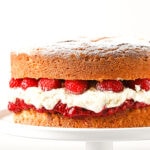 Keto Sponge Cake filled with raspberries and cream