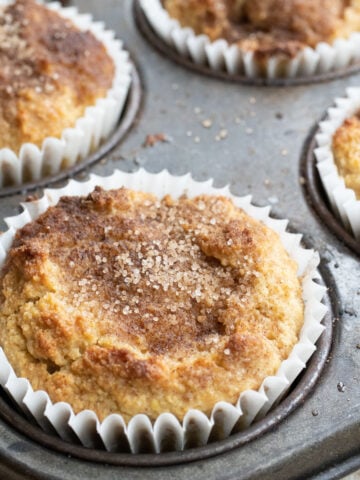 keto apple muffins in a muffin pan