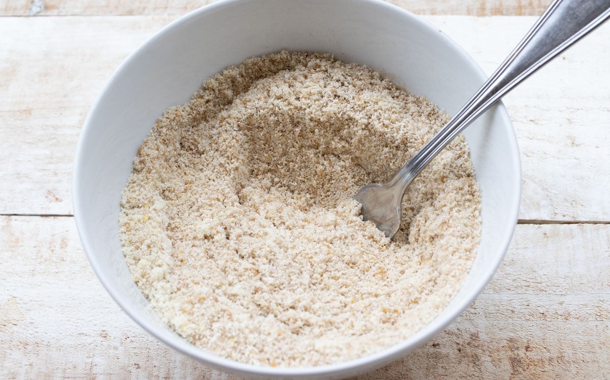 low carb flours stirred together with a fork