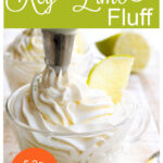 key lime fluff piped into a cup with the nozzle of a piping bag