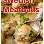a Swedish meatball on a spoon