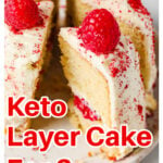 a slice of raspberry layer cake