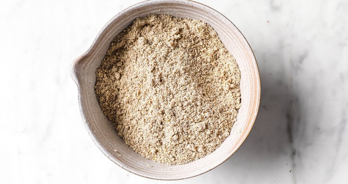dry ingredients for vegan bread in a bowl