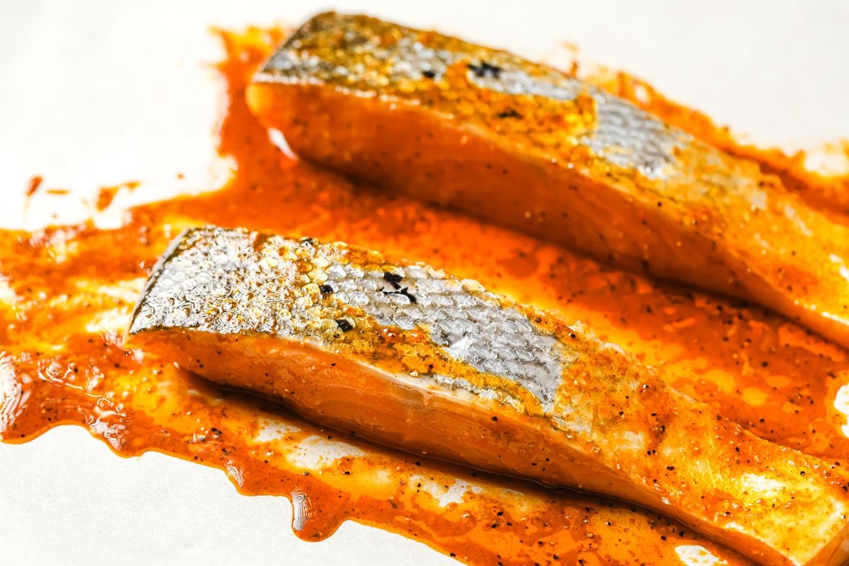 marinated salmon fillets