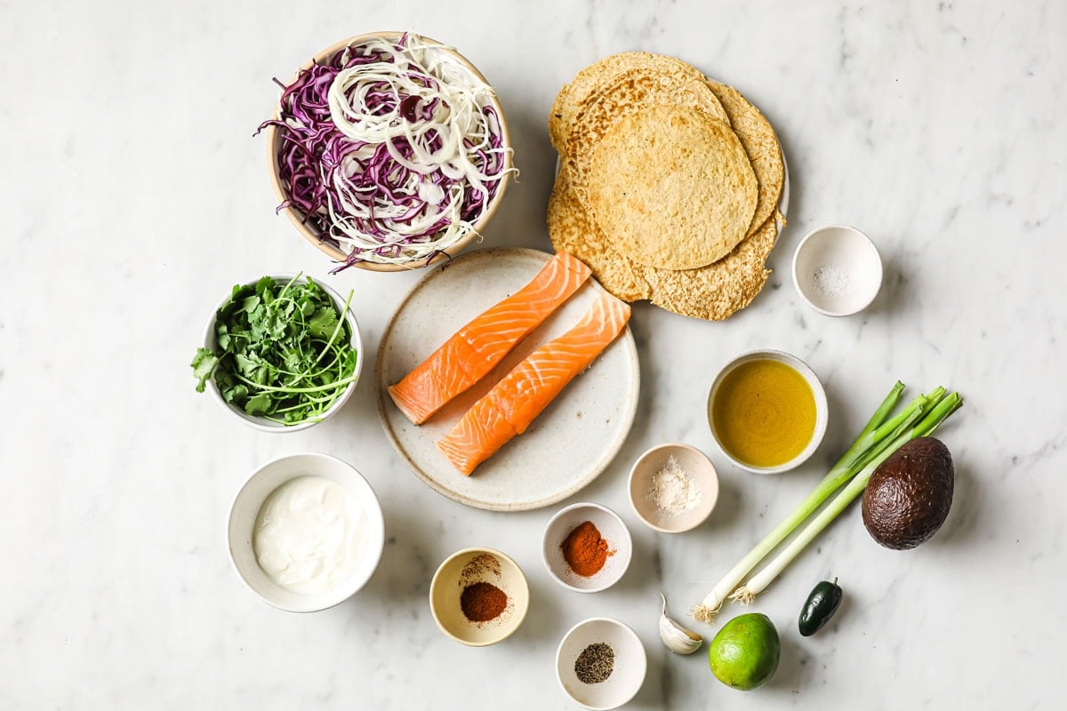 ingredients for salmon fish tacos