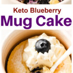 blueberry mug cake and a spoon